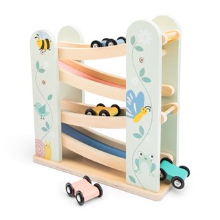 Wooden Ramp Racer with 4 Cars